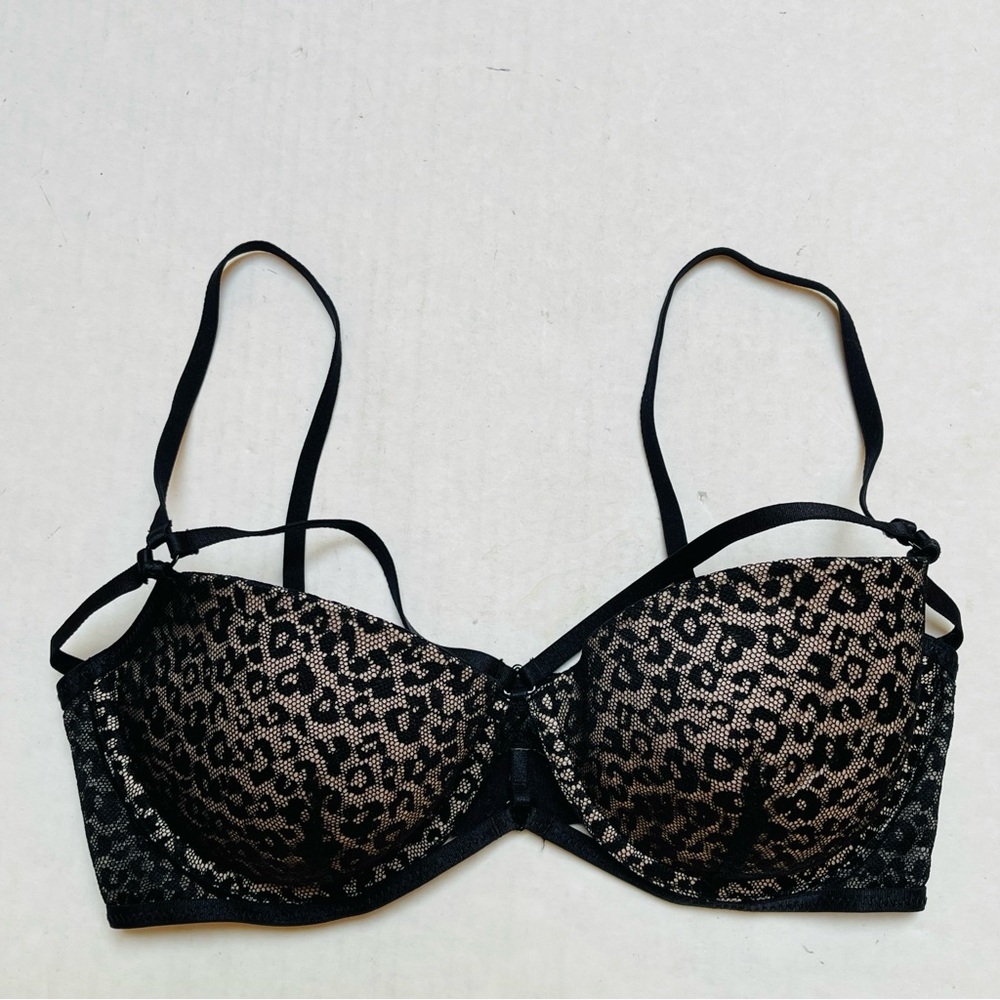 Intimately Free People Black Lace Bra Womens 32 D Black Strappy